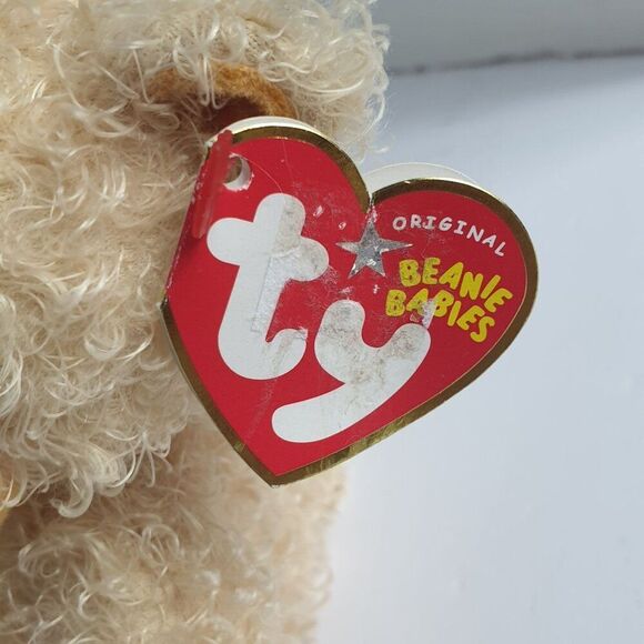 Ty Beanie Baby "Curls" Teddy Bear 7" Plush Tags 2004 Retired Ribbon Stuffed Toy - Picture 5 of 9